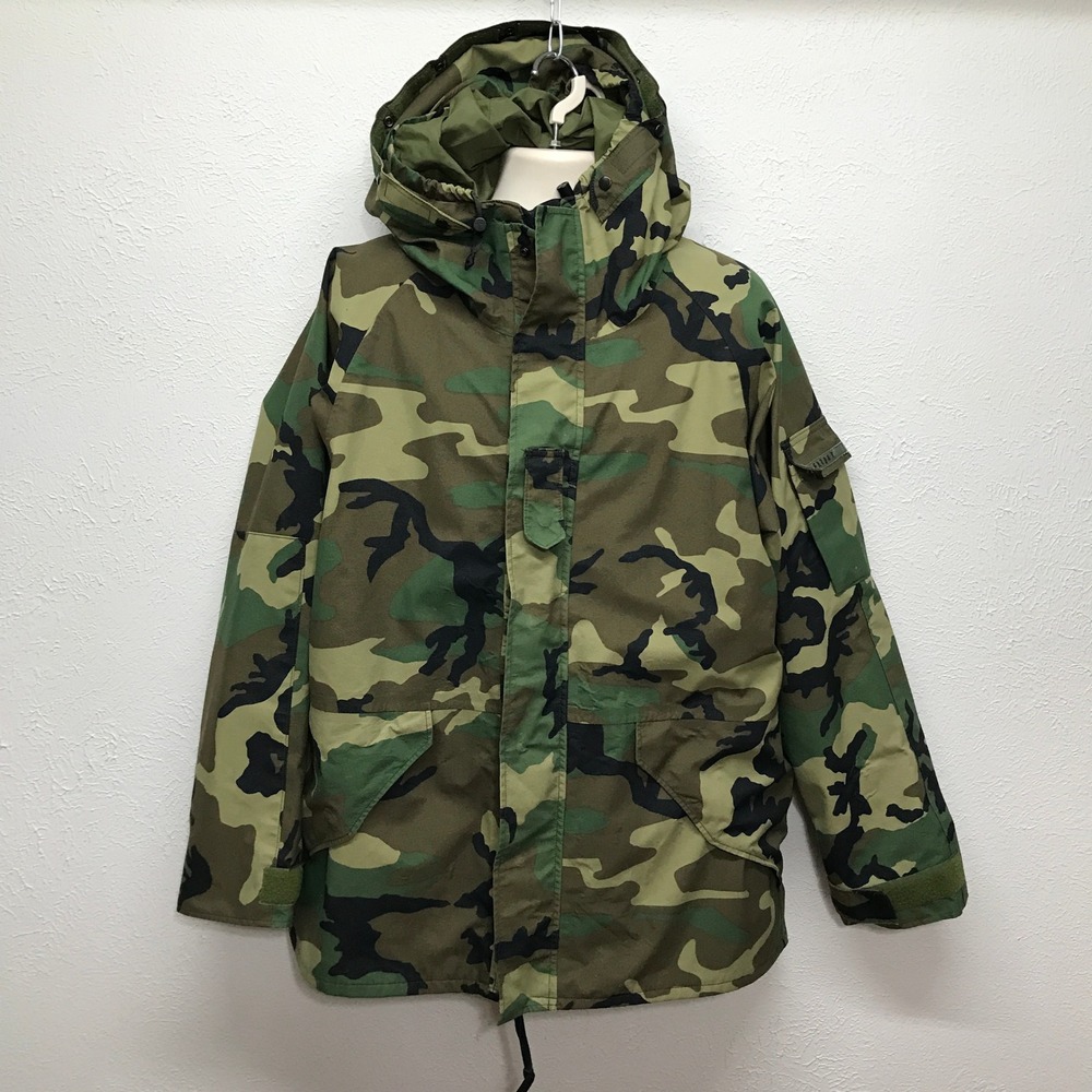 VTG USGI ECWCS Gen 1 Woodland Camo Cold Weather GoreTex Parka Jacket Large Long